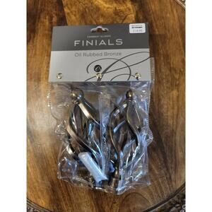 NEW Factory Sealed Cambria Classic Torch Curtain Rod End Set Bronze (Set of 2)